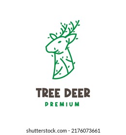 Natural deer head tree simple illustration logo