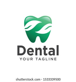 natural dental logo health. fresh tooth dentist logo simple gradient.