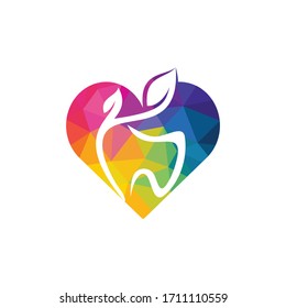 Natural dental vector logo design. Tooth and leaf icon logo design.