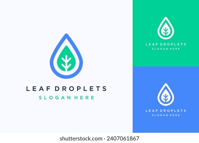natural design logo or water droplets and leaves svg