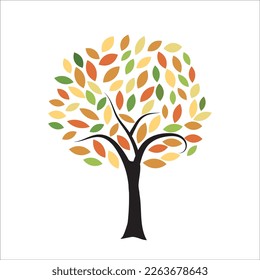 Natürlicher Designbaum einzeln auf weißem Hintergrund, Vektorgrafik.