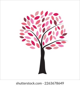 Natürlicher Designbaum einzeln auf weißem Hintergrund, Vektorgrafik.