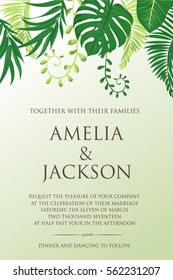 natural design wedding card, rustic style celebration invitation. vector illustration
