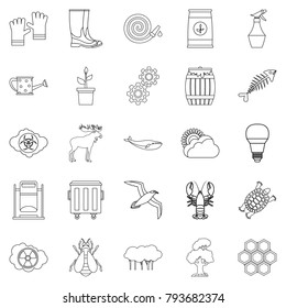 Natural destruction icons set. Outline set of 25 natural destruction vector icons for web isolated on white background