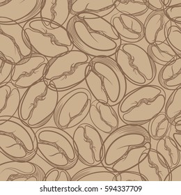 Natural different coffee beans. Great for web, print, home decor, textile, wrapping paper, wallpaper, invitation card. Retro vector pattern for cafe, food studio or home cooking.