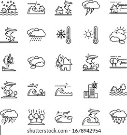 Natural Disaster 25 Set Outline Icon Pack