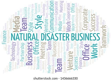 Natural Disaster Business word cloud. Collage made with text only.