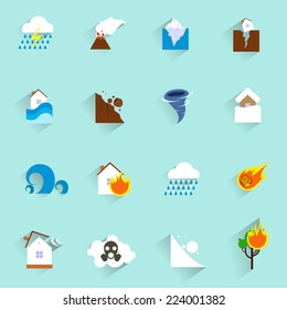 Natural Disaster Catastrophe And Crisis Icons Flat Set Isolated Vector Illustration