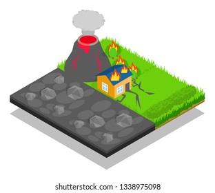 Natural disaster concept banner. Isometric banner of natural disaster vector concept for web, giftcard and postcard