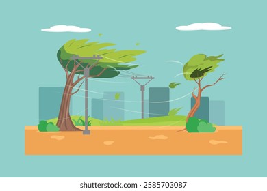 Natural Disaster concept. Colored flat vector illustration isolated.