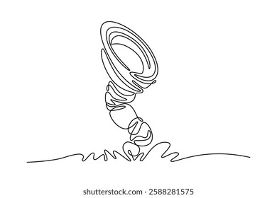 Natural Disaster concept. Single line draw design vector graphic illustration.