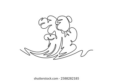 Natural Disaster concept. Single line draw design vector graphic illustration.