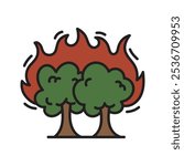 Natural Disaster Doodle Illustration - Forest Fires