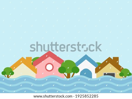 Natural disaster and flood disaster in the city concept. flooding in the city. Vector illustration.