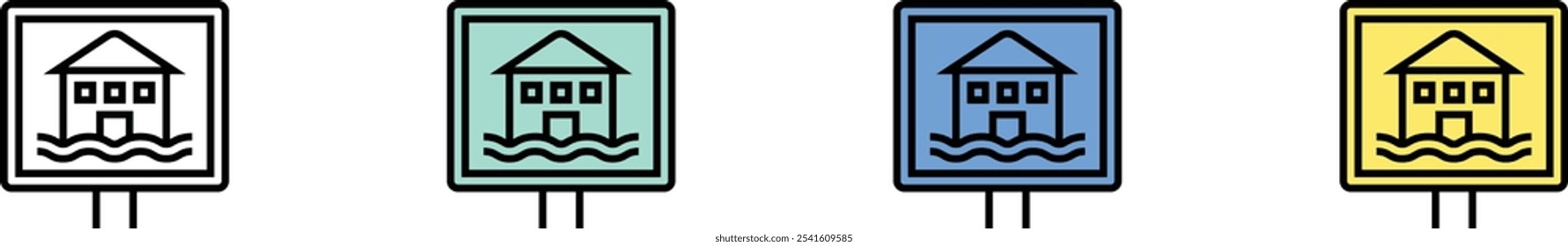 Natural disaster icon. Outline, Green, Blue and Yellow Style Design Isolated On White Background
