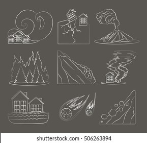 Natural disaster icon set