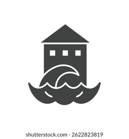 Natural Disaster Icon Solid Representation Earthquake Impacting Structure Symbol For Emergency Planning