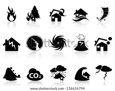 Natural disaster icons set