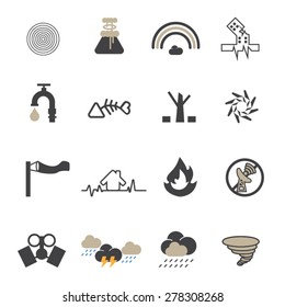 Natural disaster icons set,Vector