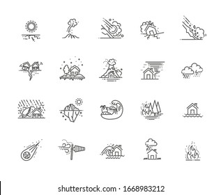 natural disaster icons thin line