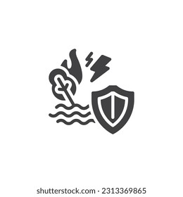 Natural disaster insurance vector icon. filled flat sign for mobile concept and web design. Flood insurance glyph icon. Symbol, logo illustration. Vector graphics