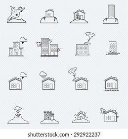 Natural Disaster line Icon Set