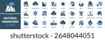 Natural disasters colored signed icon collection. Set of fill Natural disasters icons. UI icon set. Colored icons pack. Vector illustration