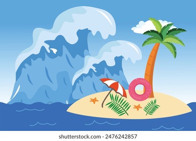 Natural disasters concept. Colored flat vector illustration isolated.	