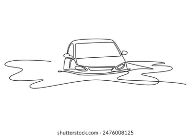 Natural disasters concept. Single line draw design vector graphic illustration.