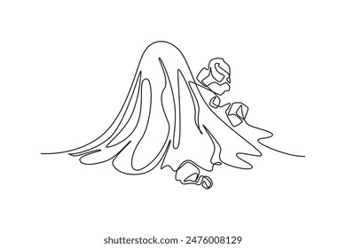 Natural disasters concept. Single line draw design vector graphic illustration.