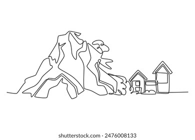 Natural disasters concept. Single line draw design vector graphic illustration.