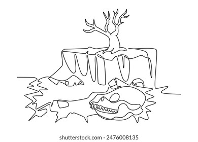 Natural disasters concept. Single line draw design vector graphic illustration.