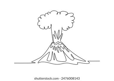 Natural disasters concept. Single line draw design vector graphic illustration.