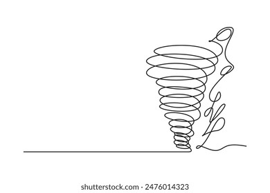 Natural disasters concept. Single line draw design vector graphic illustration.