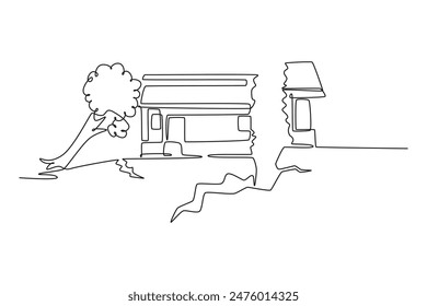 Natural disasters concept. Single line draw design vector graphic illustration.