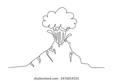 Natural disasters concept. Single line draw design vector graphic illustration.