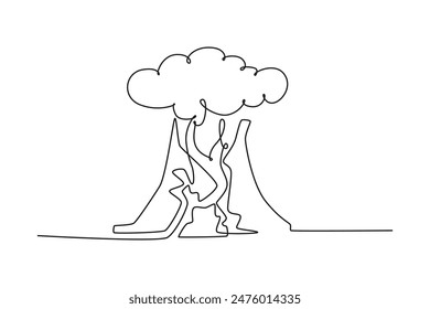 Natural disasters concept. Single line draw design vector graphic illustration.