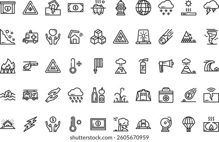 Natural disasters icons High-Quality Vector Icons Collection with Editable Stroke. Ideal for Professional and Creative Projects
