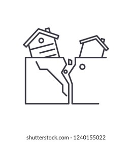 Natural disasters line icon concept. Natural disasters vector linear illustration, symbol, sign