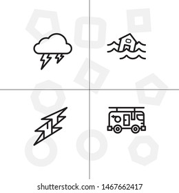 Natural disasters lineal icon set