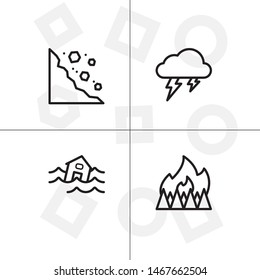 Natural disasters lineal icon set
