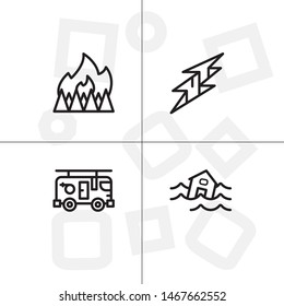 Natural disasters lineal icon set