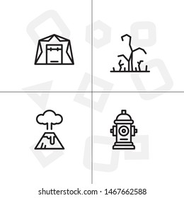 Natural disasters lineal icon set