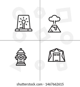 Natural disasters lineal icon set