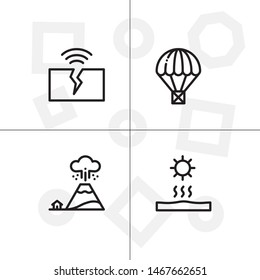 Natural disasters lineal icon set
