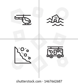 Natural disasters lineal icon set