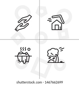 Natural disasters lineal icon set