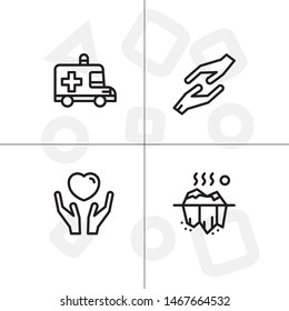 Natural disasters lineal icon set