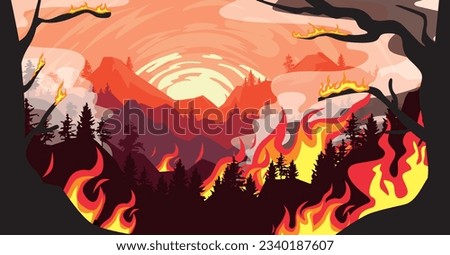 Natural Disasters. The mountain was set on fire, the forest and trees were all burned.