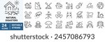 Natural disasters, pollution, related to evacuation, Apocalypse. editable stroke icons Vector illustration